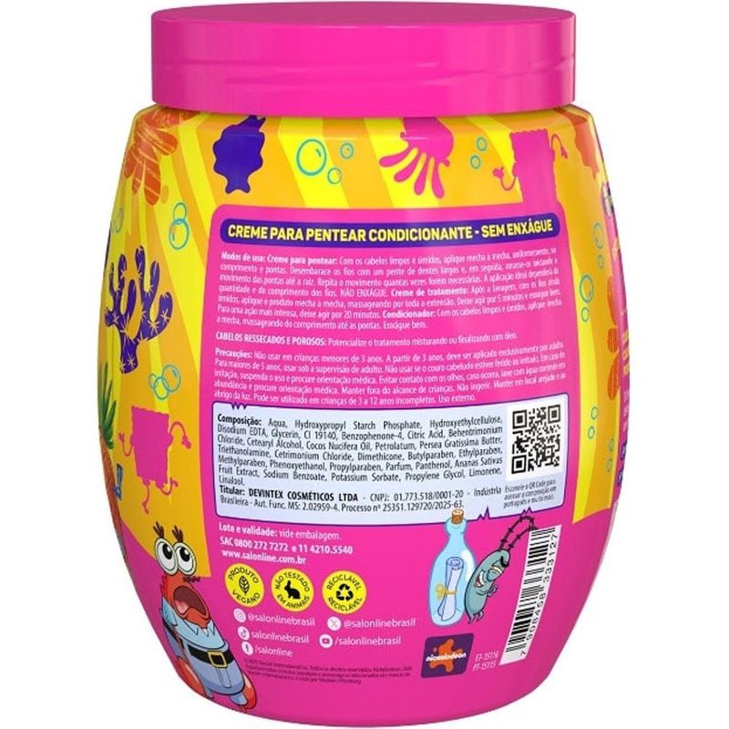 creme para pentear salon line sos cachos kids bob esponja 1kg