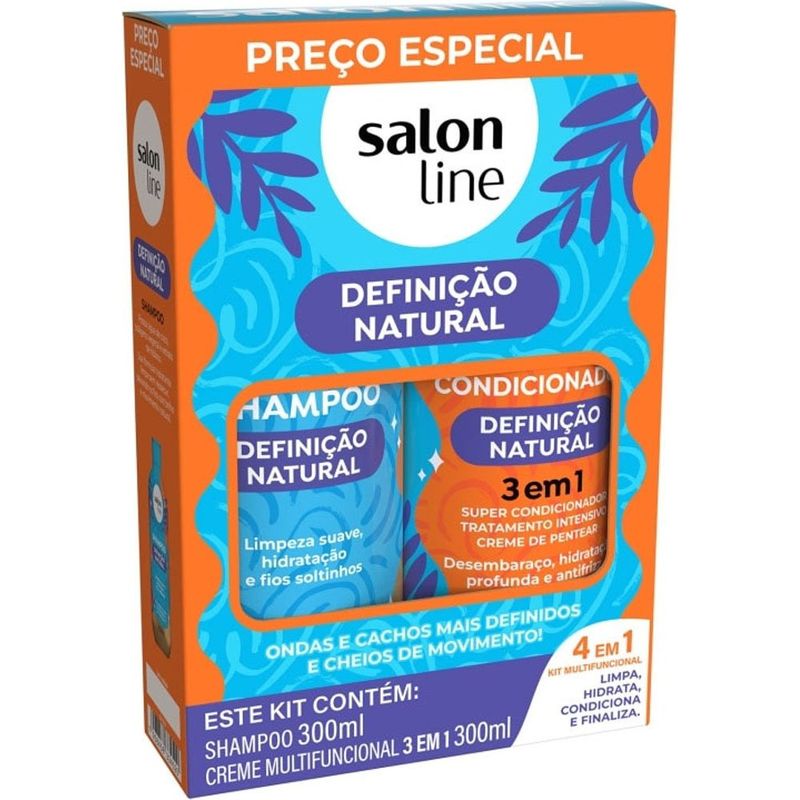 kit definição natural salon line shampoo 300ml + creme multifuncional 300ml