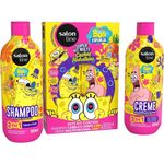 kit sos cachos bob esponja salon line shampoo 300ml + creme multifuncional 300ml