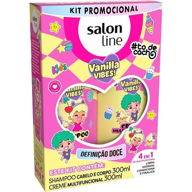 kit #todecacho kids vanilla vibes! salon line shampoo 300ml + creme multifuncional 300ml