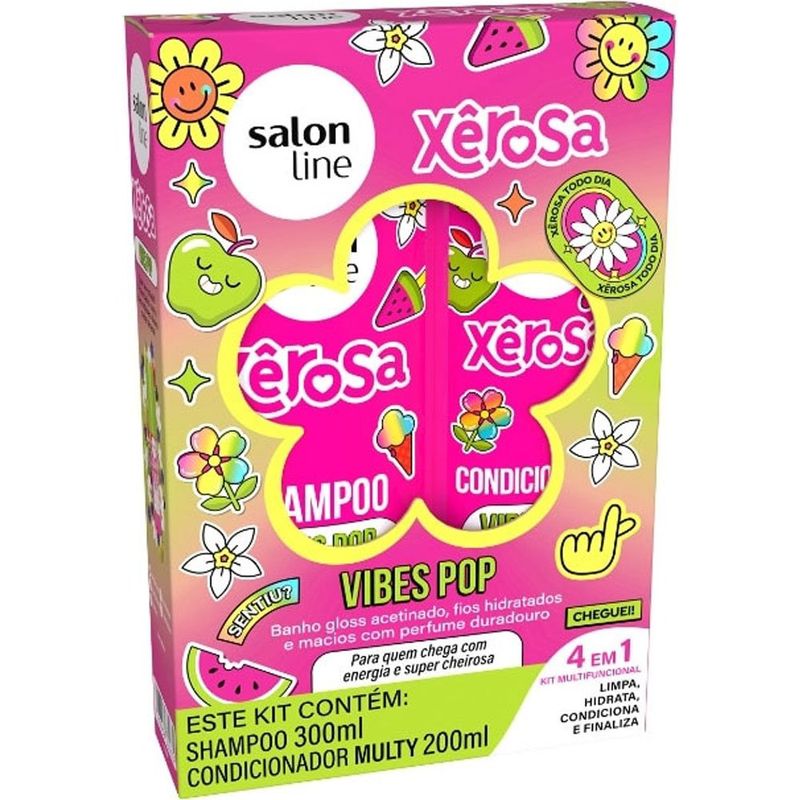 kit xêrosa vibes pop salon line shampoo 300ml + condicionador 200ml