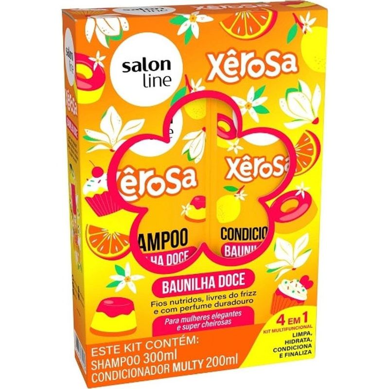 kit xêrosa baunilha doce salon line shampoo 300ml + condicionador 200ml