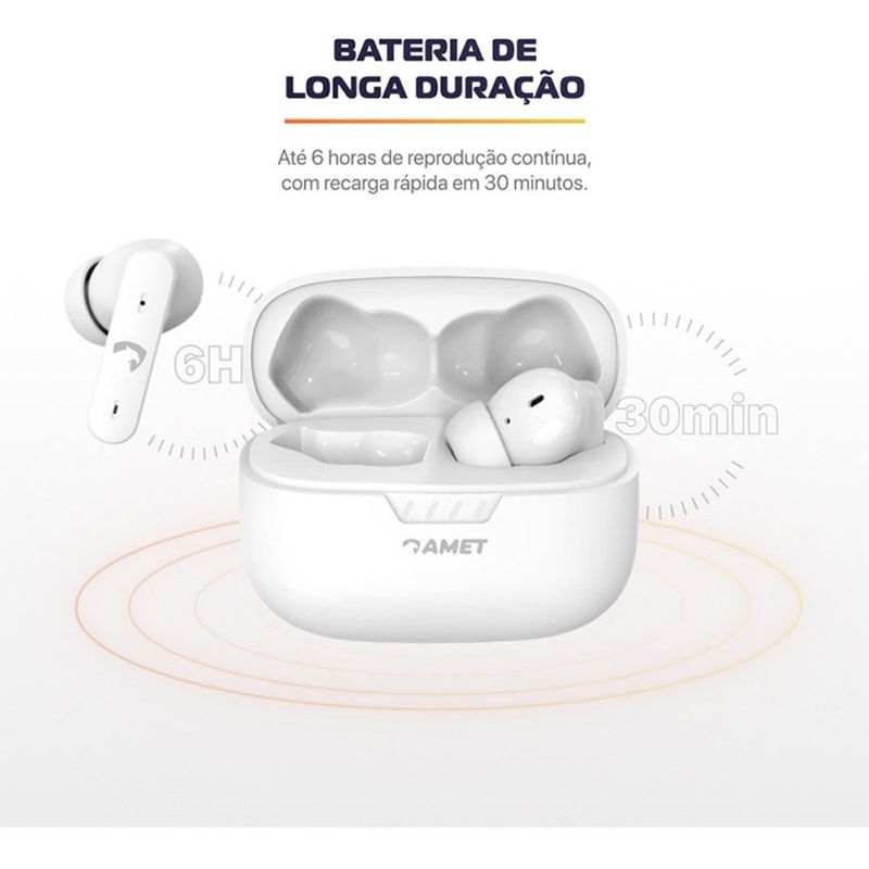 fone de ouvido bluetooth amet tws sound x 7003d8 branco ag-bi