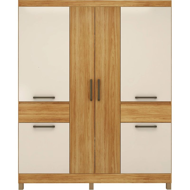 guarda-roupa 6 portas 2 gavetas baumon maués cinamomo e off white 62560