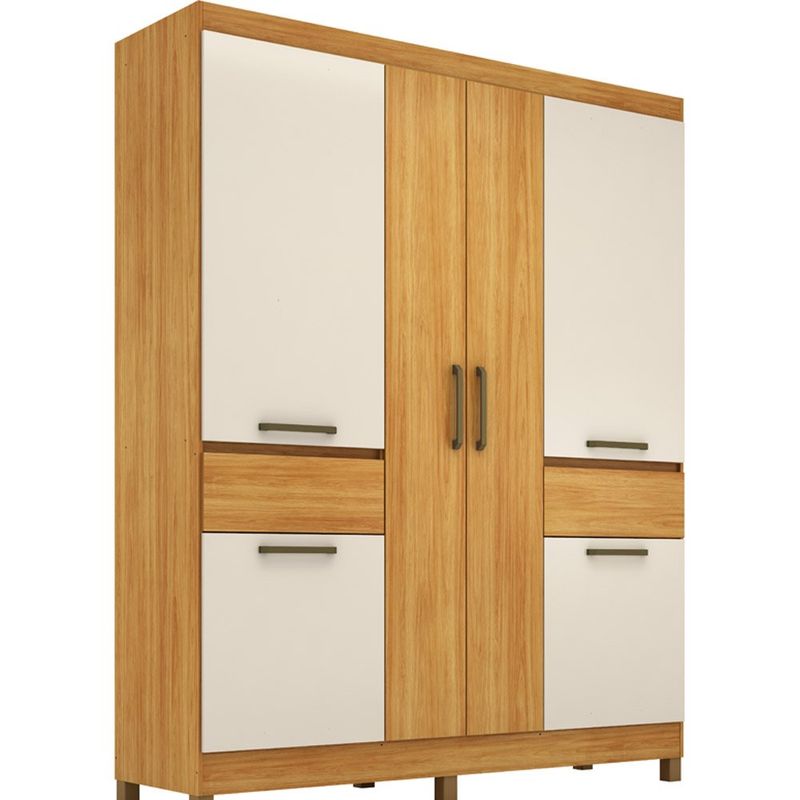 guarda-roupa 6 portas 2 gavetas baumon maués cinamomo e off white 62560