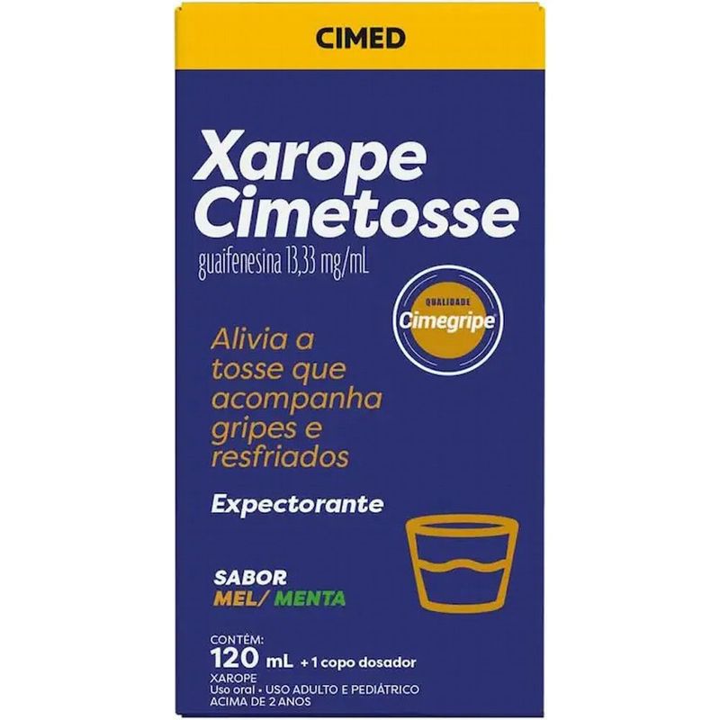 cimetosse guaifenesina 13,33mg/ml xarope 120ml sabor mel e menta