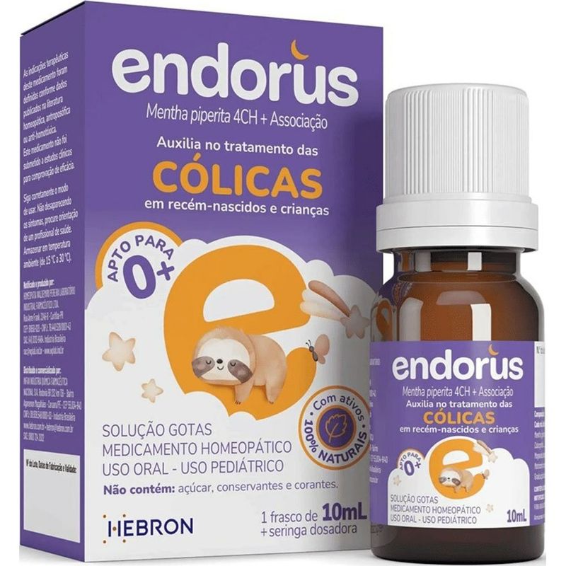 endorus mentha piperita 4ch + associação anti cólicas 10ml + seringa dosadora hebron