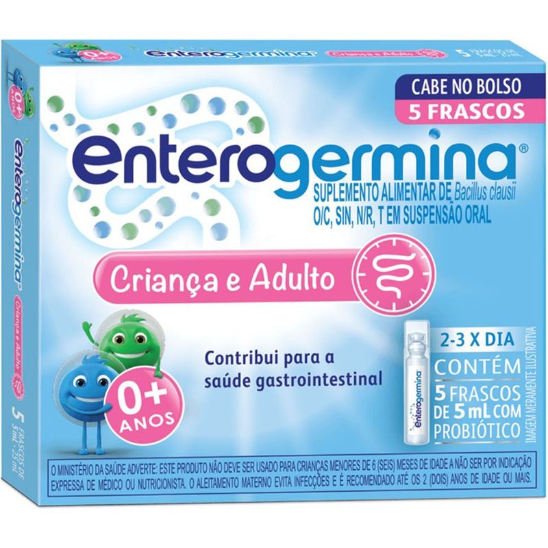 enterogermina bacillus clausii 5ml probiótico criança e adulto 5 flaconetes opella