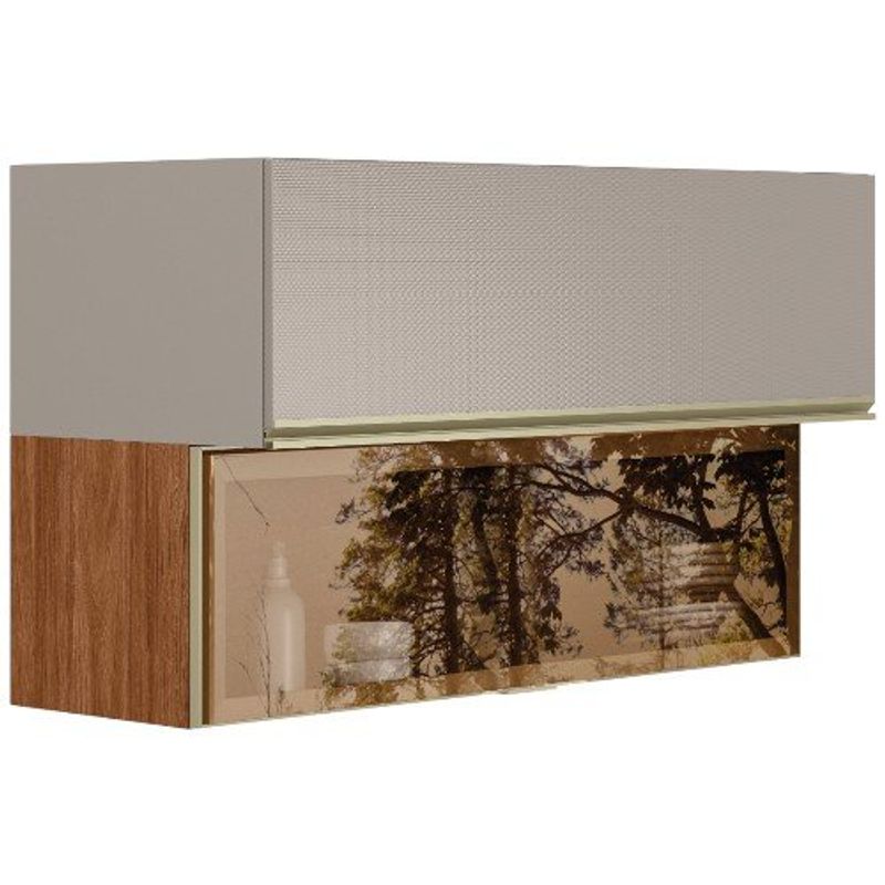 armário aéreo proença 2 portas com vidro reflecta 120cm nogueira d9212rf