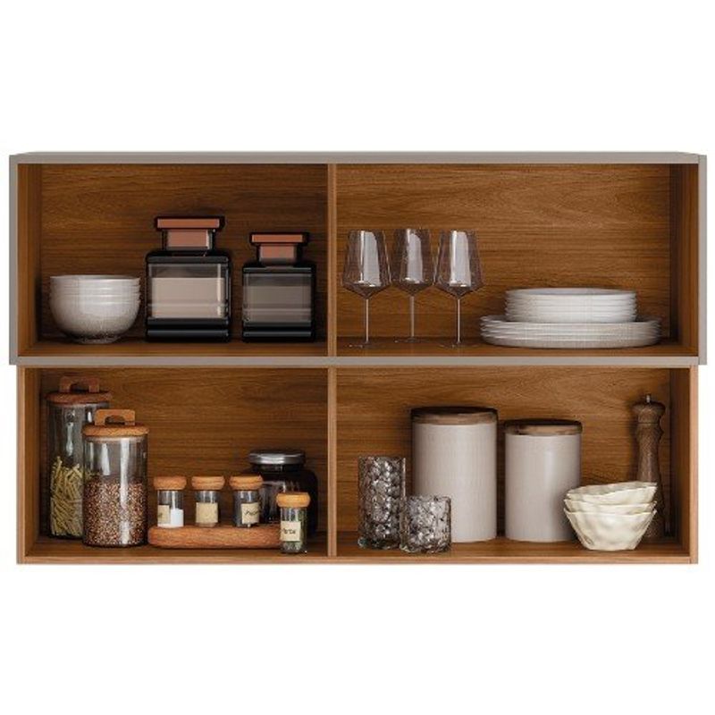 armário aéreo proença 2 portas com vidro reflecta 120cm nogueira d9212rf