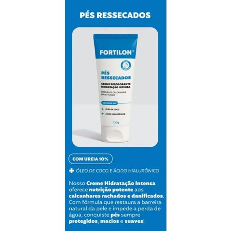 creme desodorante hidratação intensa fortilon pés ressecados 120g