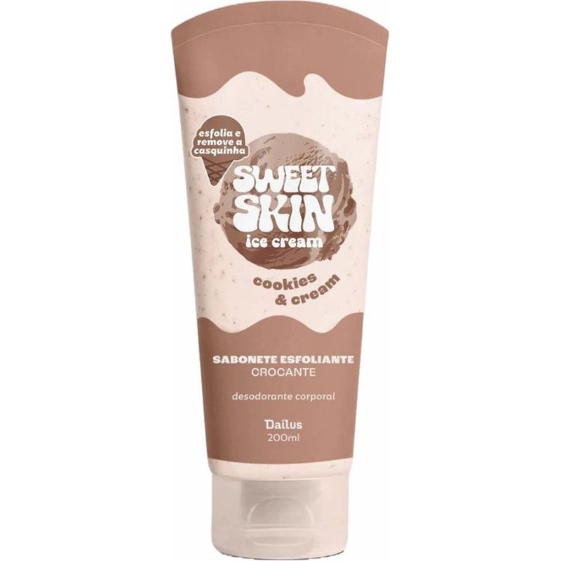 sabonete esfoliante corporal crocante dailus sweet skin ice cream cookie & cream 200ml