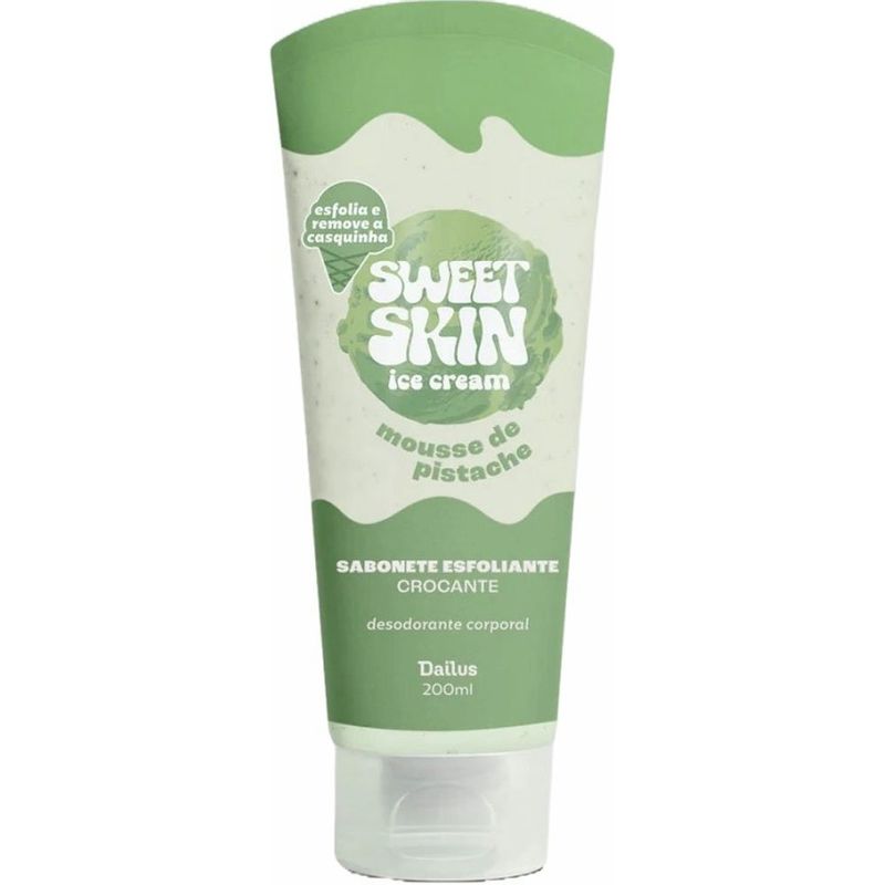 sabonete esfoliante corporal crocante dailus sweet skin ice cream mousse de pistache 200ml
