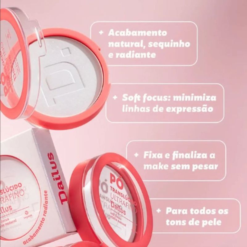pó translúcido facial dailus ultrafino compacto efeito natural
