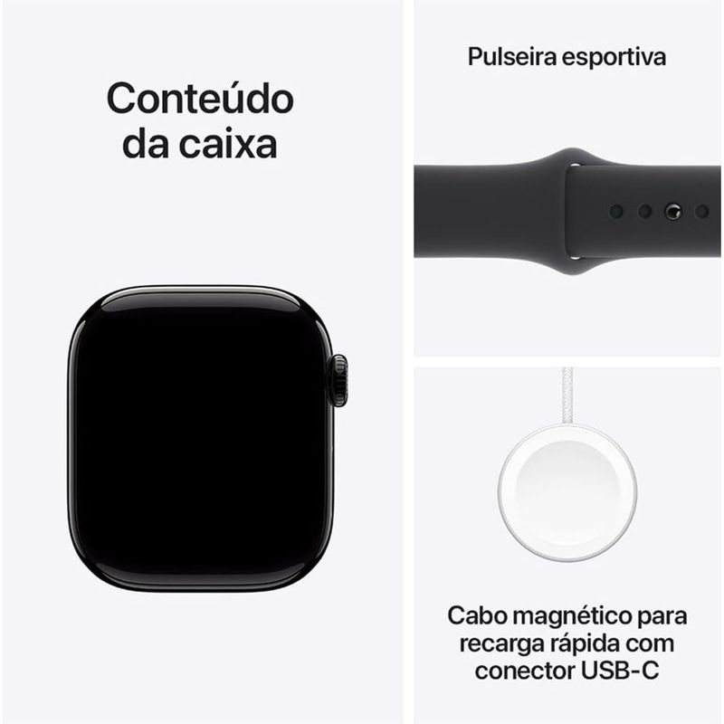 apple watch series 10 42mm pulseira esportiva preto a-bi