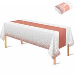 toalha de mesa descartável ohome 4 peças rosa e branco a-bi