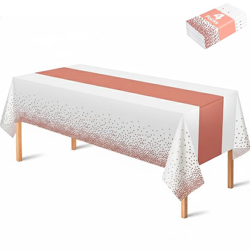 toalha de mesa descartável ohome 4 peças rosa e branco a-bi