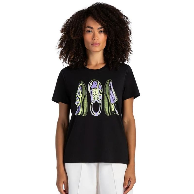 camiseta básica feminina m olympikus comfy corre preta (mp)