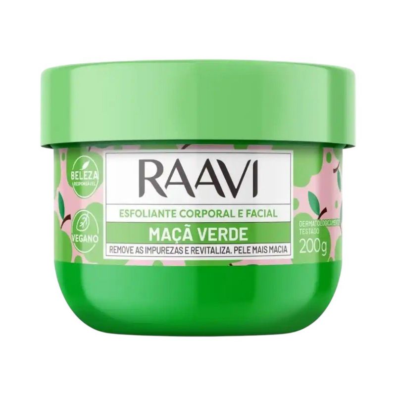 esfoliante facial corporal raavi maçã verde 200g (mp)