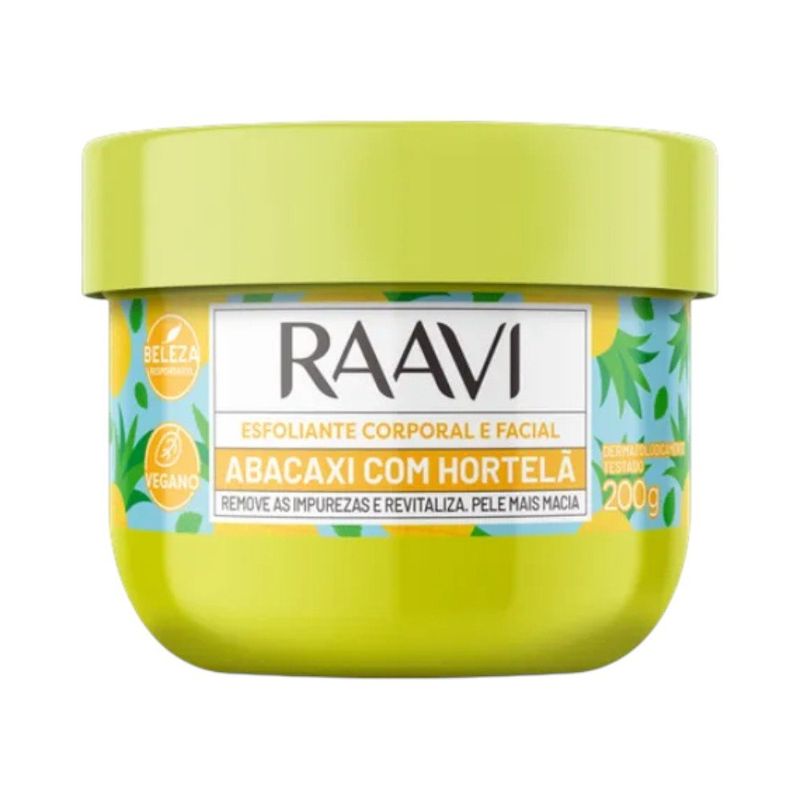 esfoliante facial corporal raavi abacaxi hortelã 200g (mp)
