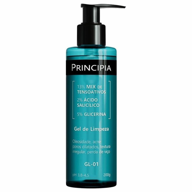 gel de limpeza principia skincare 13% mix de tensoativos + 2% ácido salicílico + 5% glicerina gl-01 200g