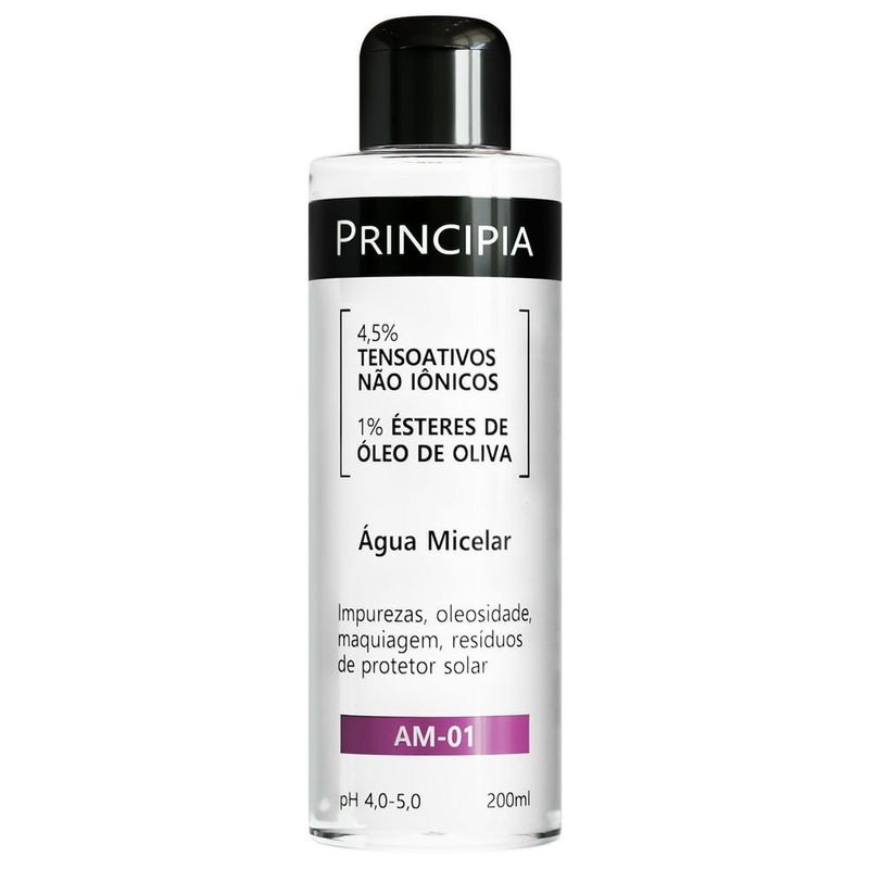 água micelar principia skincare 4,5% tensoativos não iônicos + 1% ésteres de óleo de oliva am-01 200ml