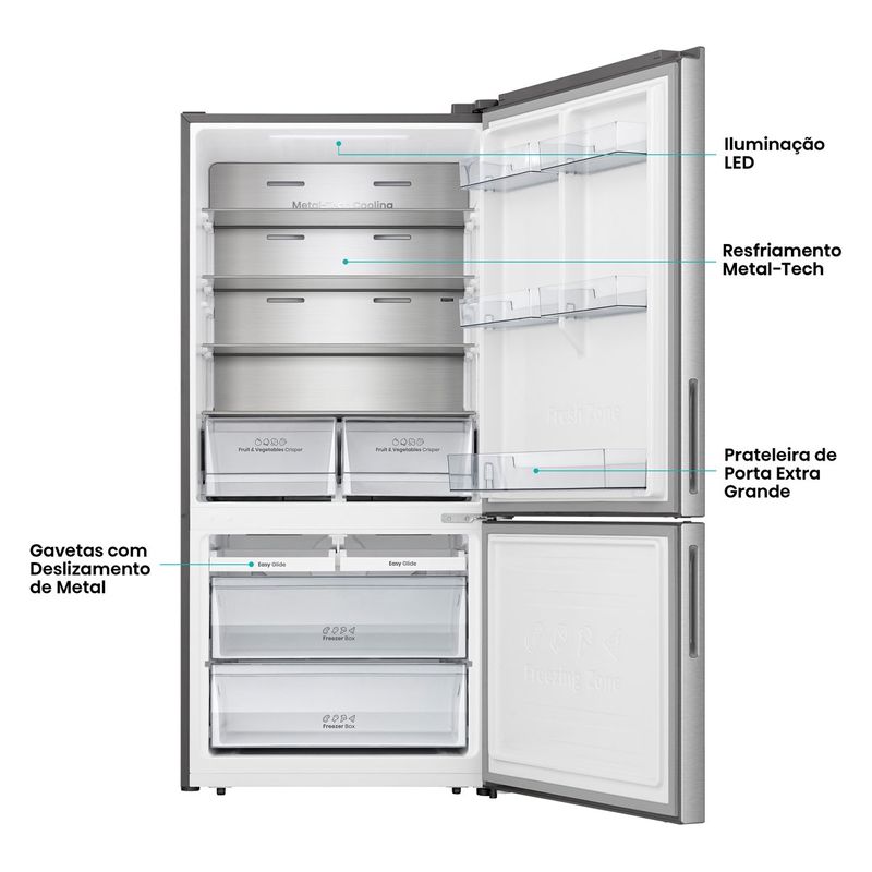 geladeira hisense inverse frost free 499 litros porta reversível 127v inox rb5p504nac31