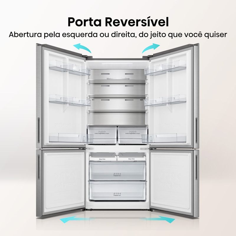 geladeira hisense inverse frost free 499 litros porta reversível 127v inox rb5p504nac31