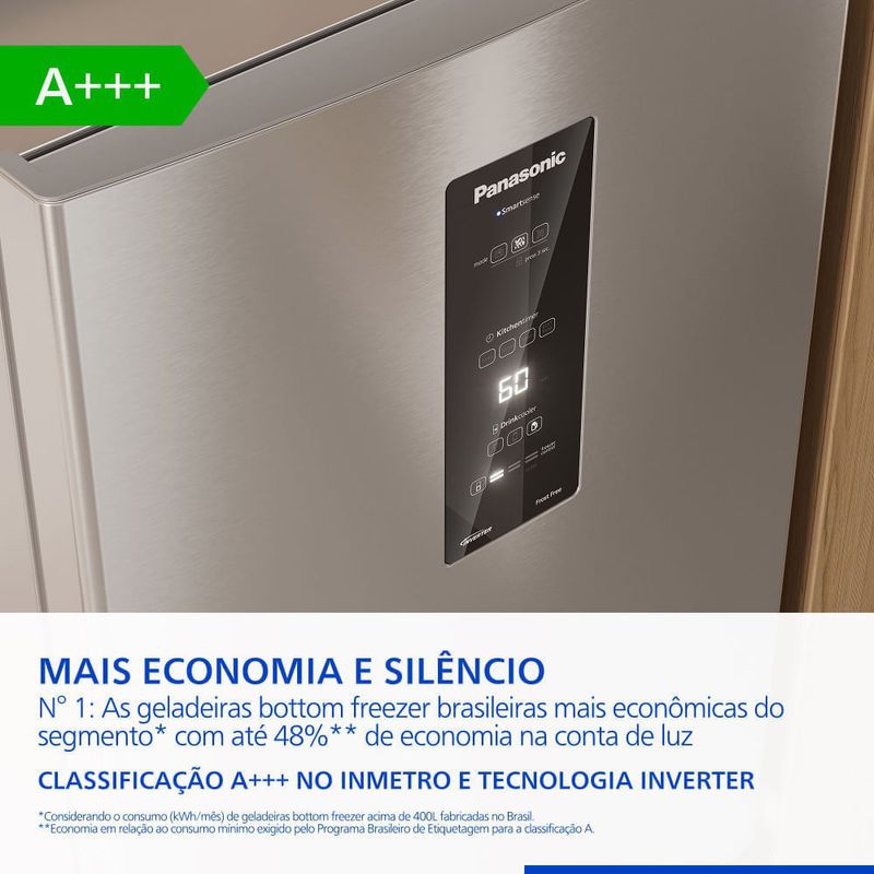 geladeira panasonic frost free 460l inox nr-bb64pv1xa