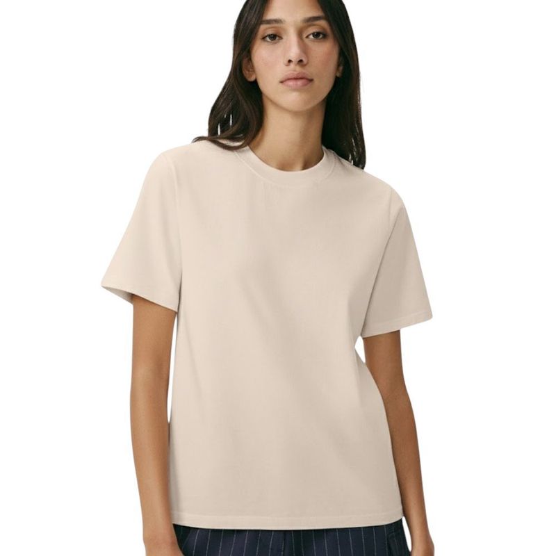 camiseta básica feminina hering super cotton 100% algodão creme p (mp)