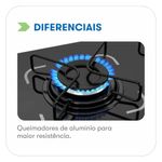 cooktop 5 bocas itatiaia essencial tripla chama com vidro temperado preto bivolt (mp)