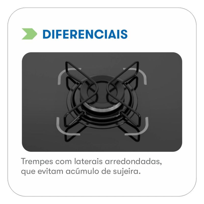 cooktop 5 bocas itatiaia essencial tripla chama com vidro temperado preto bivolt (mp)