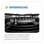 cooktop 5 bocas itatiaia essencial tripla chama com vidro temperado preto bivolt (mp)