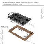 cooktop 5 bocas itatiaia essencial tripla chama com vidro temperado preto bivolt (mp)