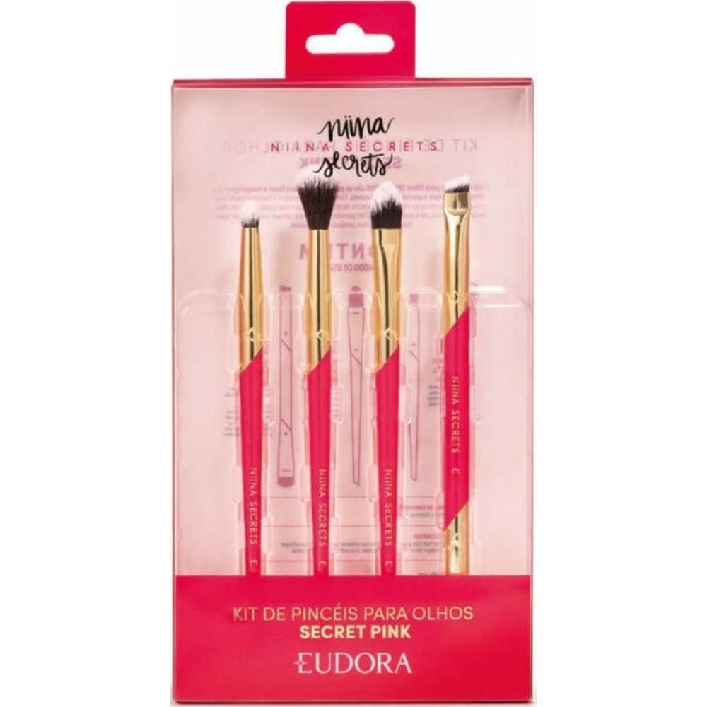 Kit de Pincéis para Olhos Eudora Niina Secrets Pink