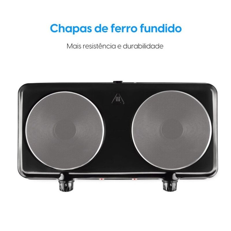 fogão elétrico portátil elgin 2 bocas 2.000w 127v preto (mp)