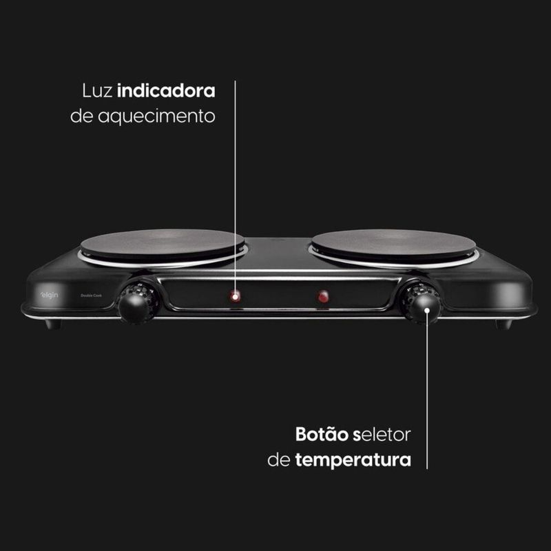 fogão elétrico portátil elgin 2 bocas 2.000w 127v preto (mp)