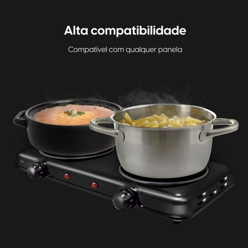 fogão elétrico portátil elgin 2 bocas 2.000w 127v preto (mp)