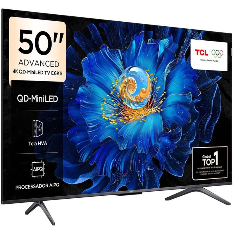 smart tv 4k 50" tcl qd-mini led 50c6ks