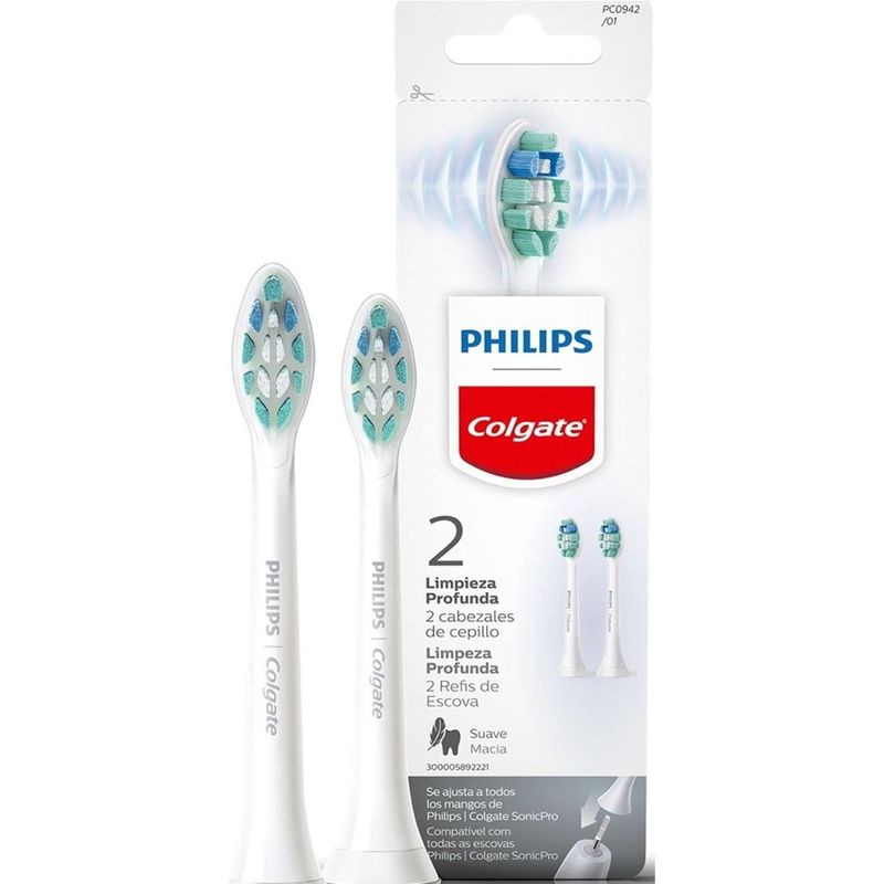 refil para escova de dente elétrica philips colgate sonicpro limpeza profunda com 2 unidades