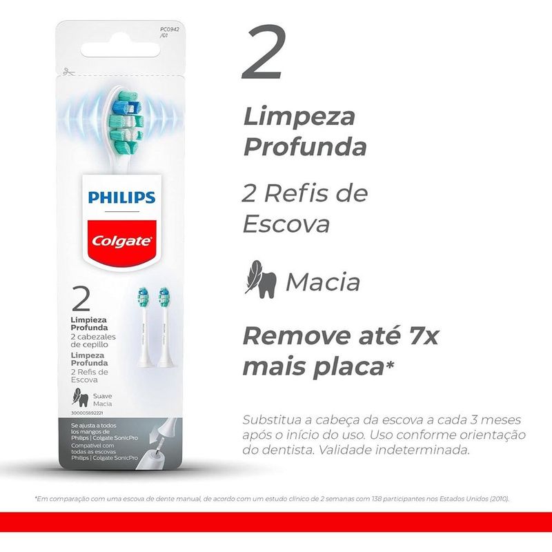 refil para escova de dente elétrica philips colgate sonicpro limpeza profunda com 2 unidades
