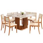 sala de jantar 9 peças dj móveis melissa freijó e off white