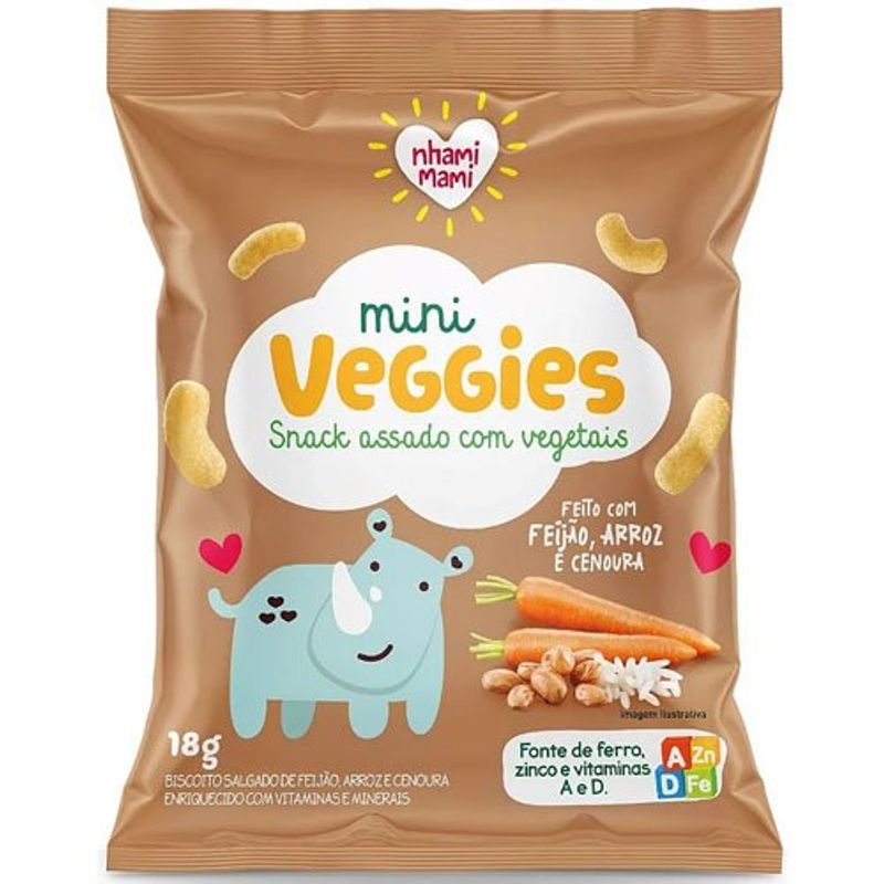snack nhami mami mini veggies feijão arroz e cenoura 18g