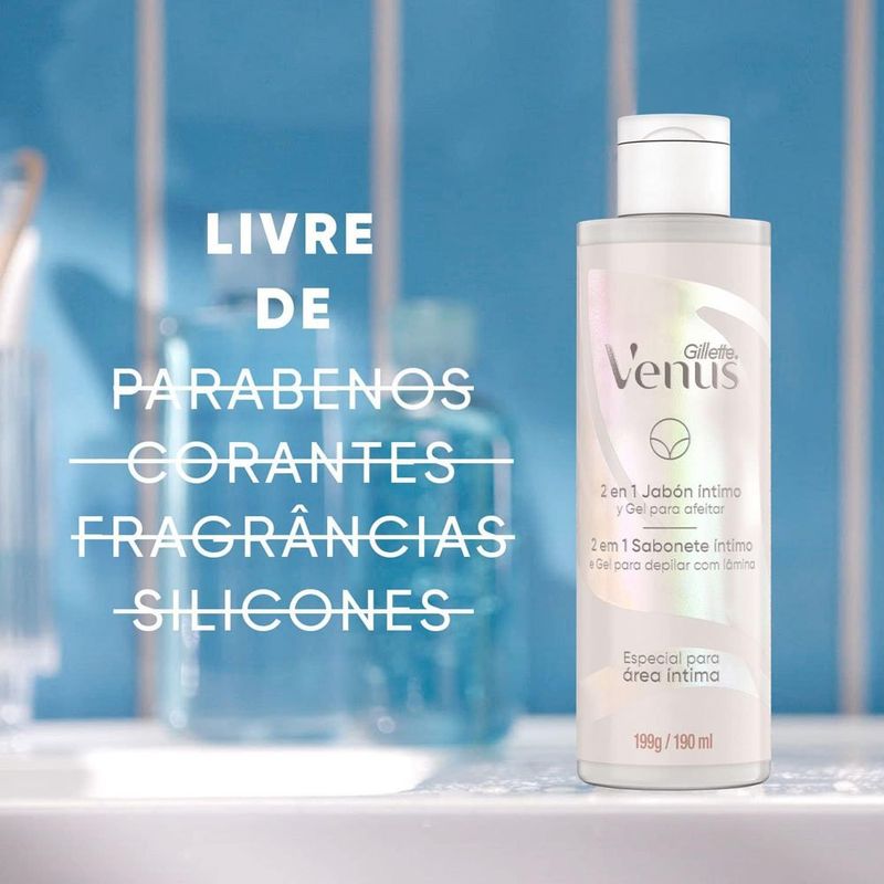 sabonete íntimo e gel para depilar com lâmina gillette venus 2 em 1 190ml