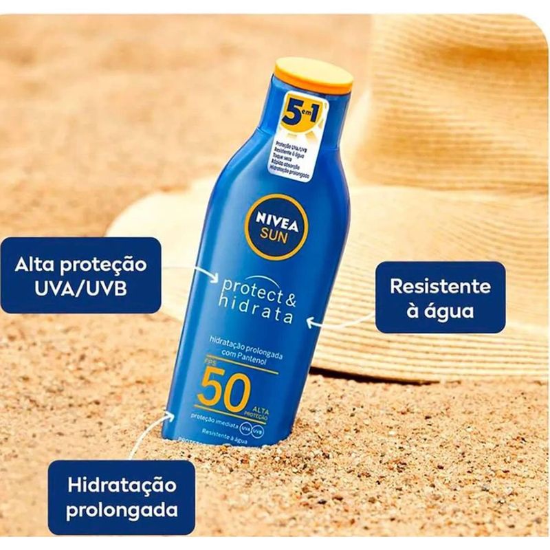 kit protetor solar corporal nivea sun 1 protetor adulto protect & hidrata fps 50 200ml + 1 protetor kids fps 60 100ml