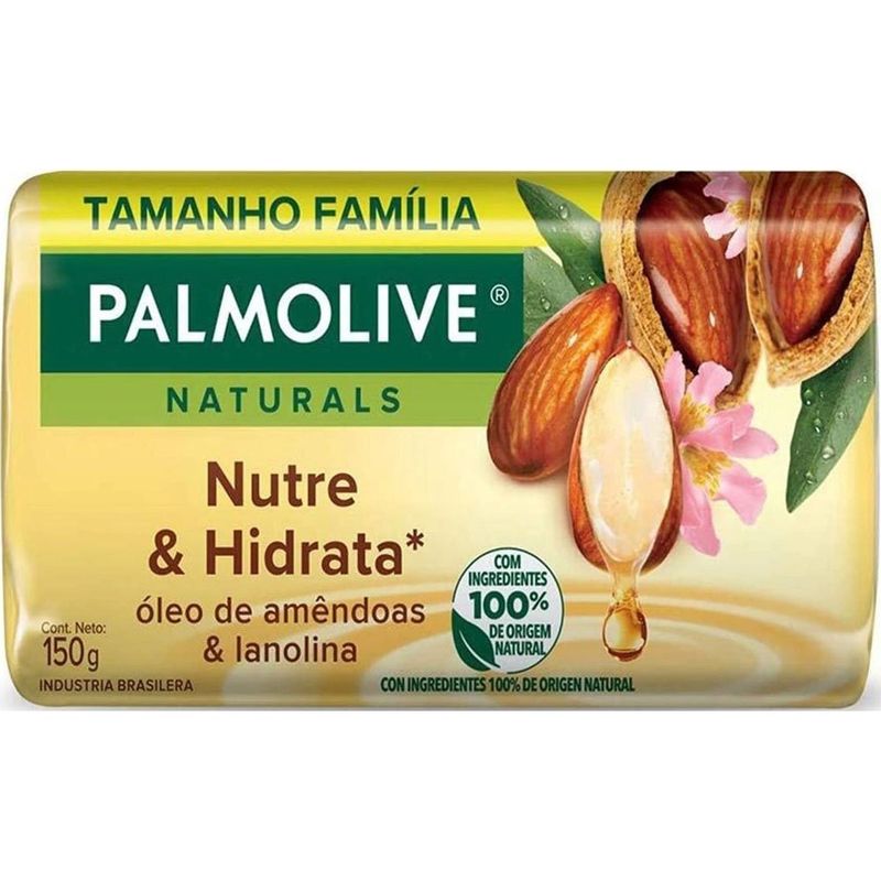 sabonete em barra palmolive naturals nutre e hidrata óleo de amêndoas e lanolina 150g