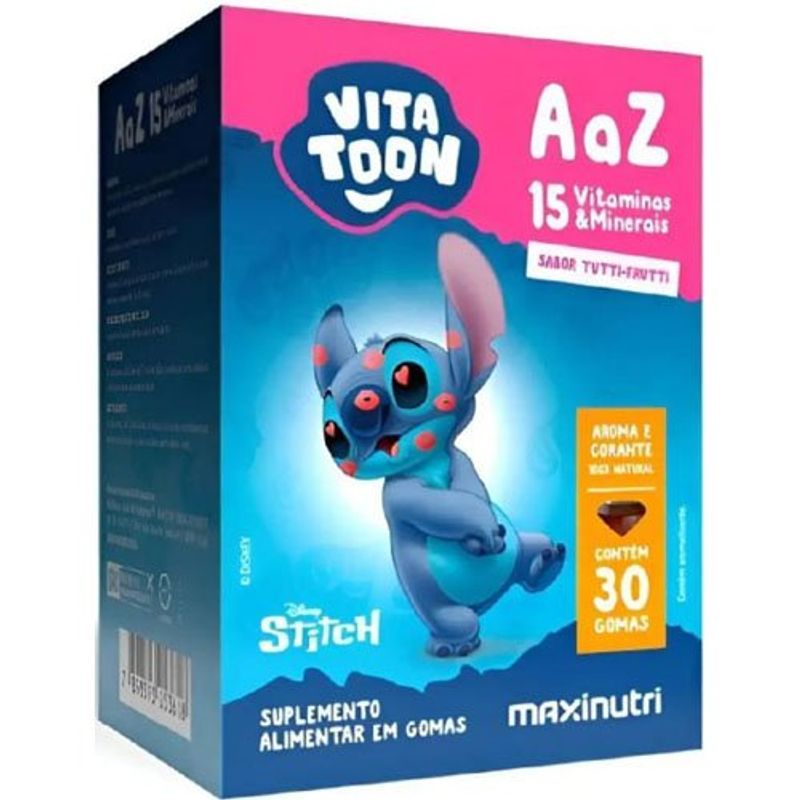 vitatoon stitch polivitamínico a a z sabor tutti frutti 30 gomas maxnutri