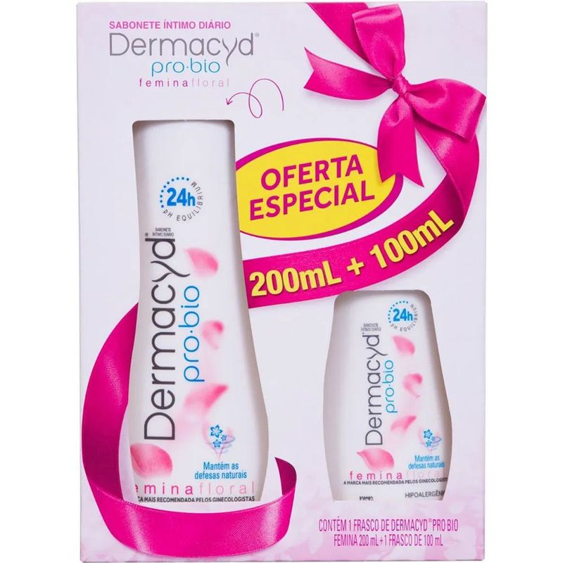 kit sabonete íntimo dermacyd femina floral 200ml + 100ml