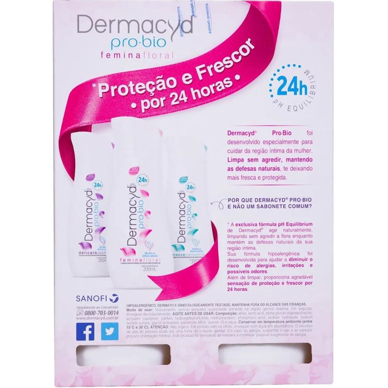 kit sabonete íntimo dermacyd femina floral 200ml + 100ml
