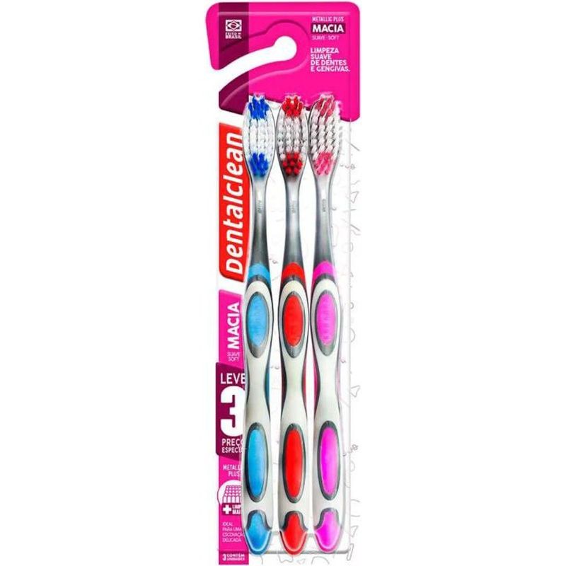 kit escova de dente dentalclean metallic plus 3 unidades